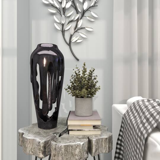 19" Black Aluminum Drip Vase with Melting Designed Body
